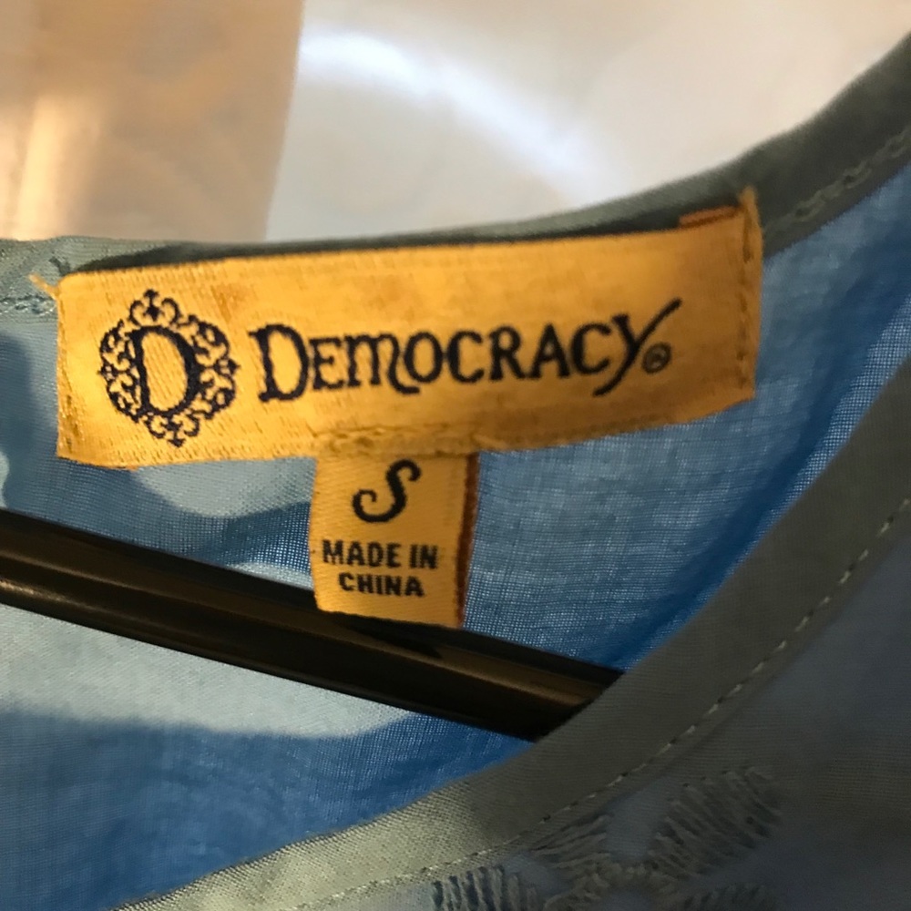 Blue Off The Shoulder Democracy Top - Picture 2 of 4